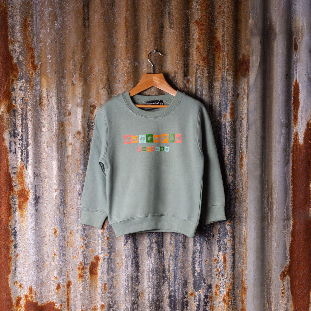 Kids Blocked Letter Sweatshirt - Dusty Sage