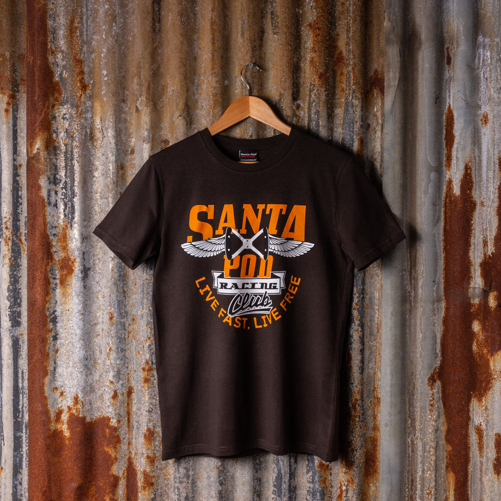 Retro Racing Club Print Tee - Brown