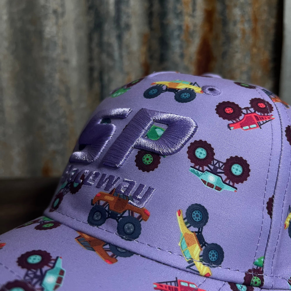 Kids Monster Truck Print Cap - Lavender