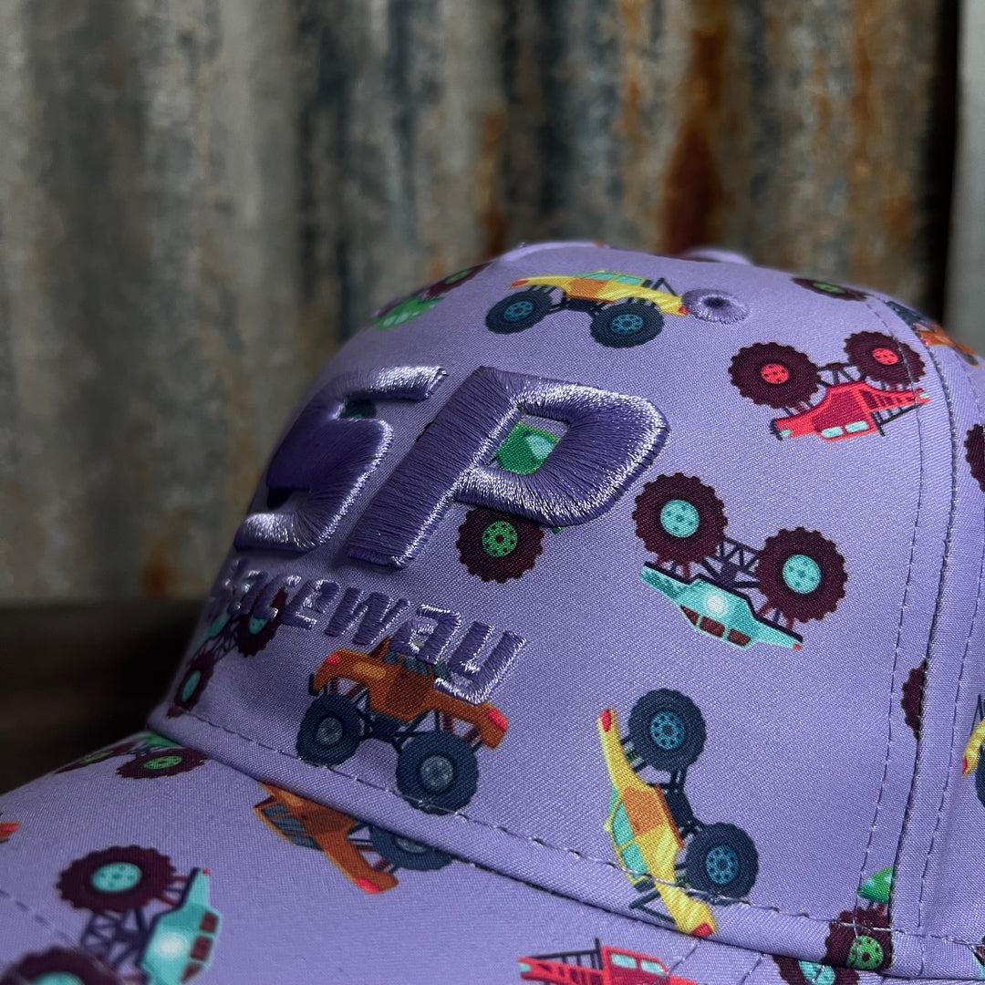 Kids Monster Truck Print Cap - Lavender