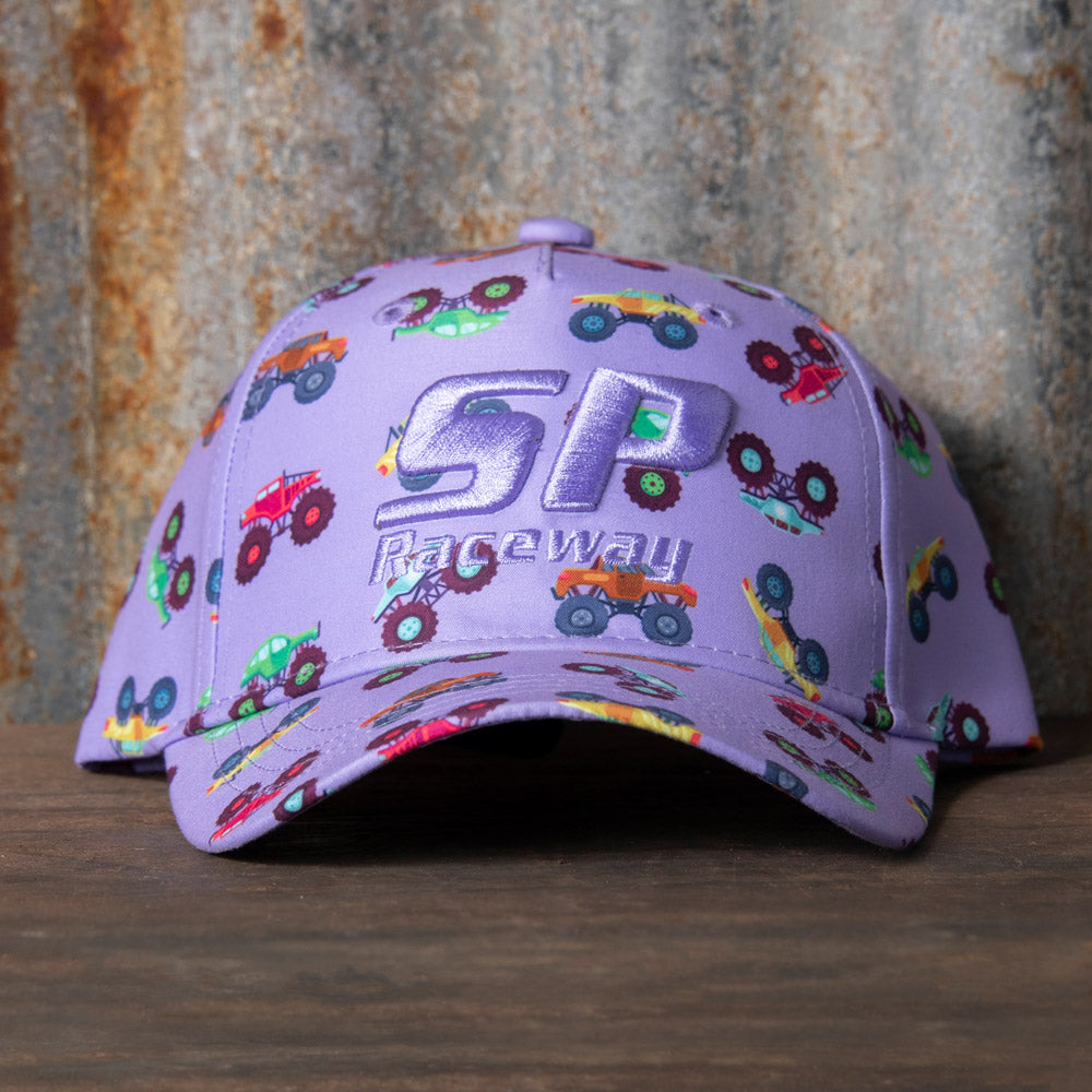 Kids Monster Truck Print Cap - Lavender