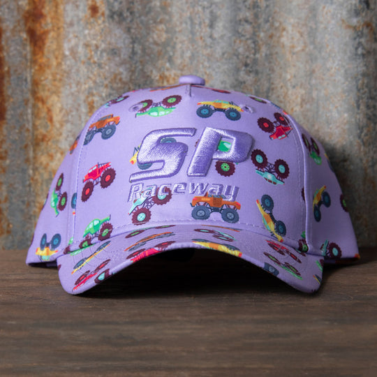 Kids Monster Truck Print Cap - Lavender