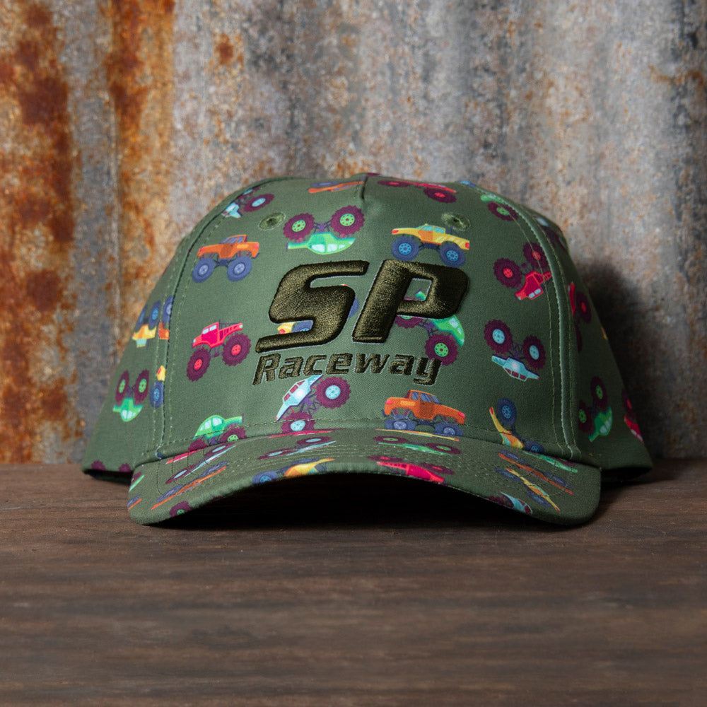 Kids Monster Truck Print Cap - Khaki