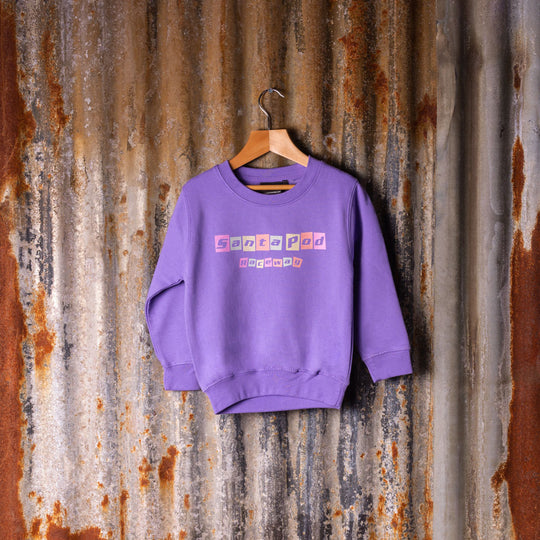 Kids Blocked Letter Sweatshirt - Digital Lavender
